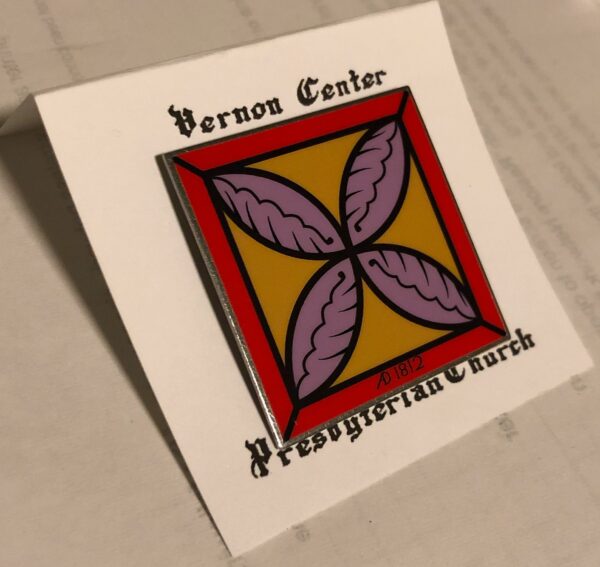 Enamel Pin - Purple and Gold Flower from Stained Glass Window