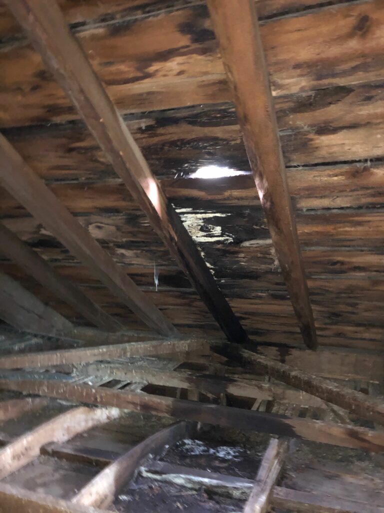 Hole in the roof underlayment